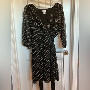 Black and tan polkadot Motherhood Maternity dress